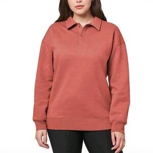 NEW Mondetta Collared Polo Henley Pullover Sweatshirt - Red Pink - Size Small S